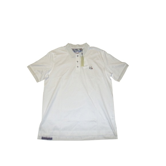 Robert Graham Archie Skull & Rose LRG Polo Shirt White Classic Fit Men's - Picture 2 of 3